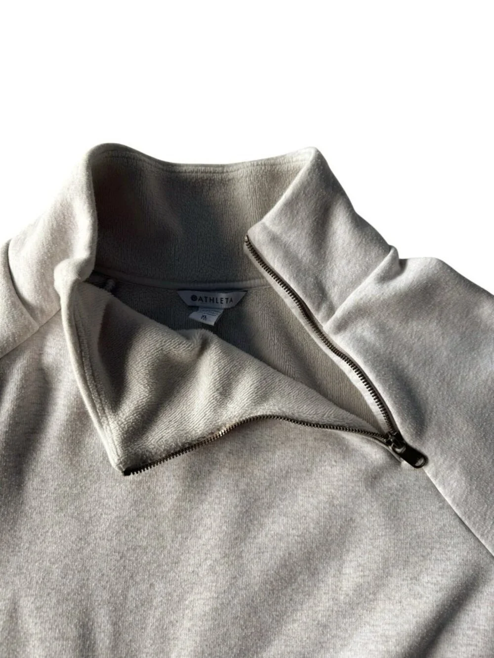 Athleta Cozy Karma Asym Pullover Woman's Sz XL Heather Gray Zip Mock Neck